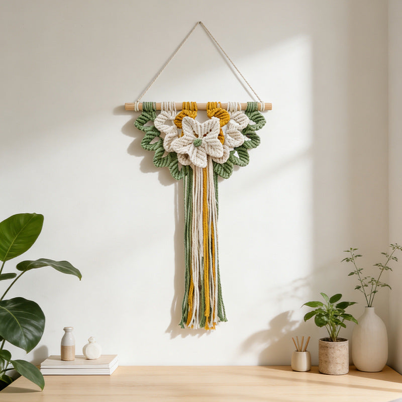 Cross-Border New Product Handmade Cotton Rope Woven Shell Tapestry Nordic Style B&B Living Room Bedroom Wall Decoration Tapestry