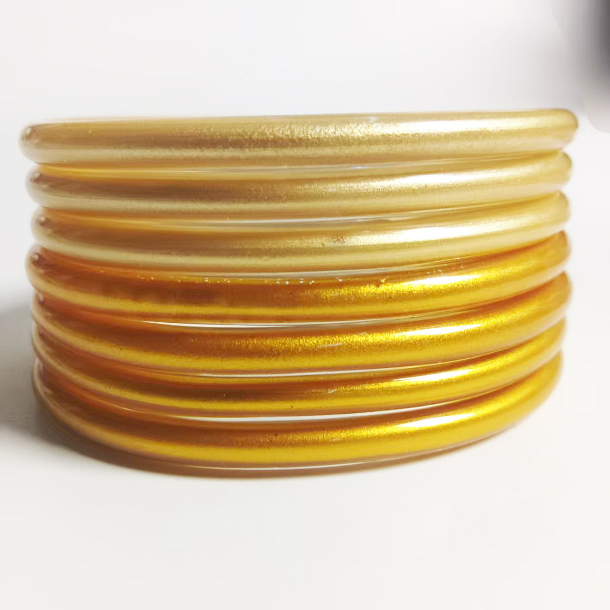 Amazon's Best Selling Pvc Silicone Tube Gold Powder Bracelet Cross-Border Jelly Bangles Popular Bracelet 7 Layers