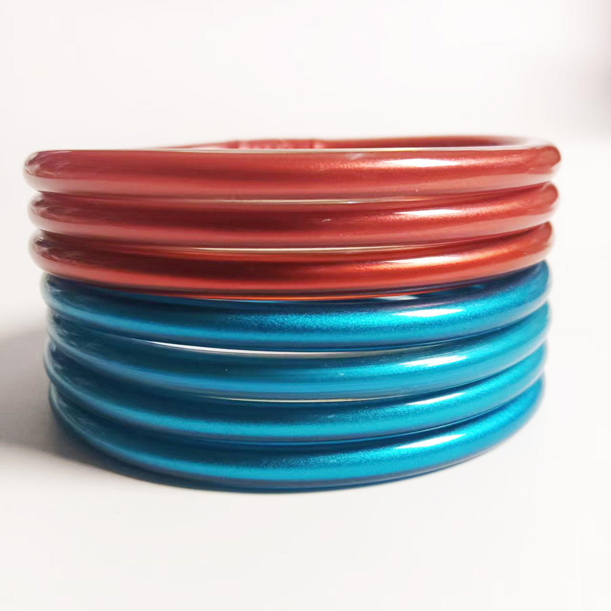 Amazon's Best Selling Pvc Silicone Tube Gold Powder Bracelet Cross-Border Jelly Bangles Popular Bracelet 7 Layers