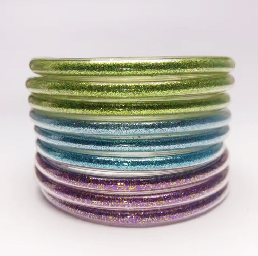 Amazon Best Selling Pvc Silicone Tube Gold Powder Bracelet Jelly Bangles Bracelet Cross-Border 9-Layer Bracelet Mix