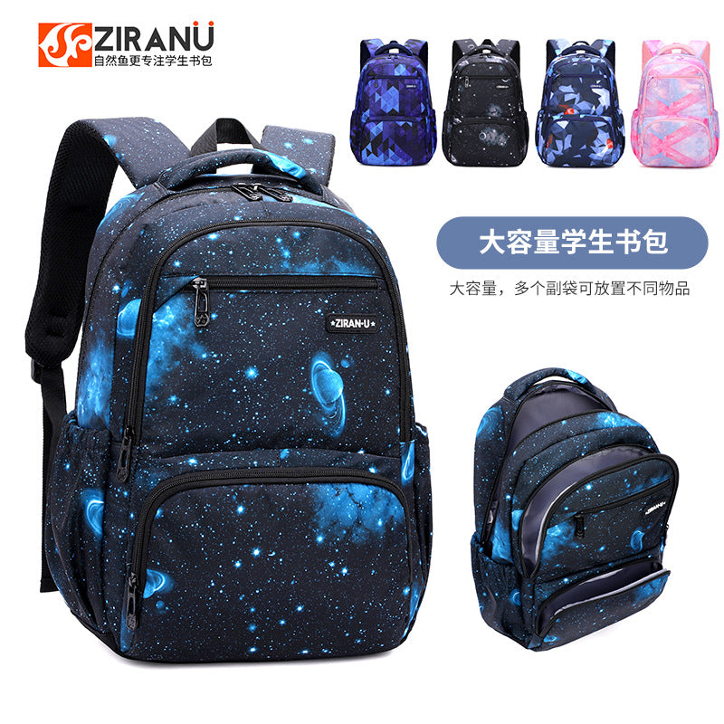 Cross-border explosions natural fish new student schoolbag grade 4-6 boys and girls backpack printing generation