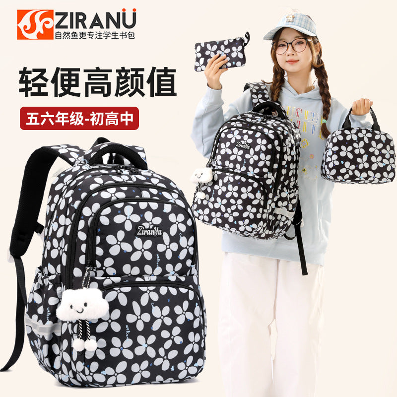 New Casual Primary School Student Bag Large Capacity Backpack Korean Version High School Student Bag Junior High School Student Backpack Female