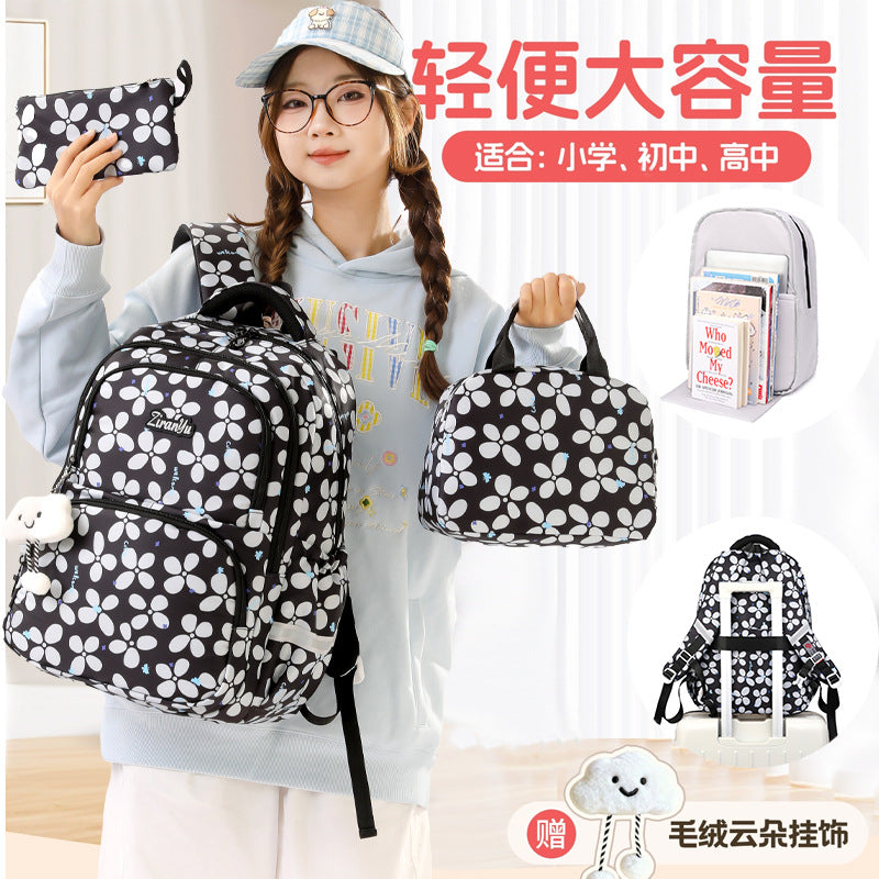 New Casual Primary School Student Bag Large Capacity Backpack Korean Version High School Student Bag Junior High School Student Backpack Female