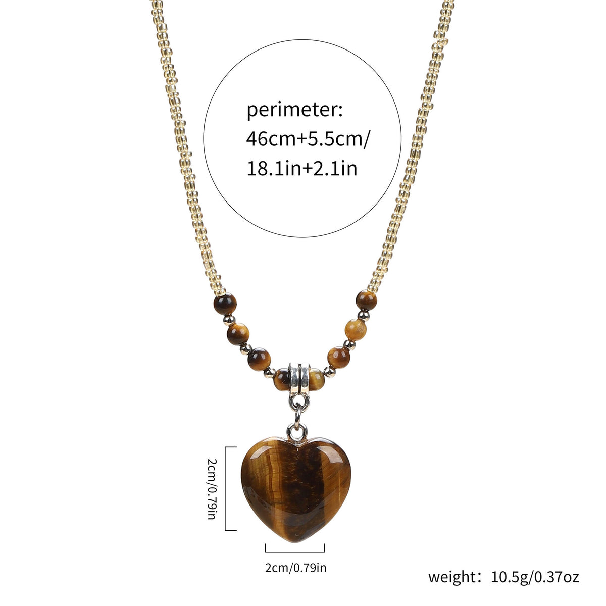 Cross-Border Natural Stone Necklace, Love Pendant, Personalized Jewelry, Heart-Shaped Rose Quartz, Amethyst, Tiger Eye, Lapis Lazuli Accessories Necklace