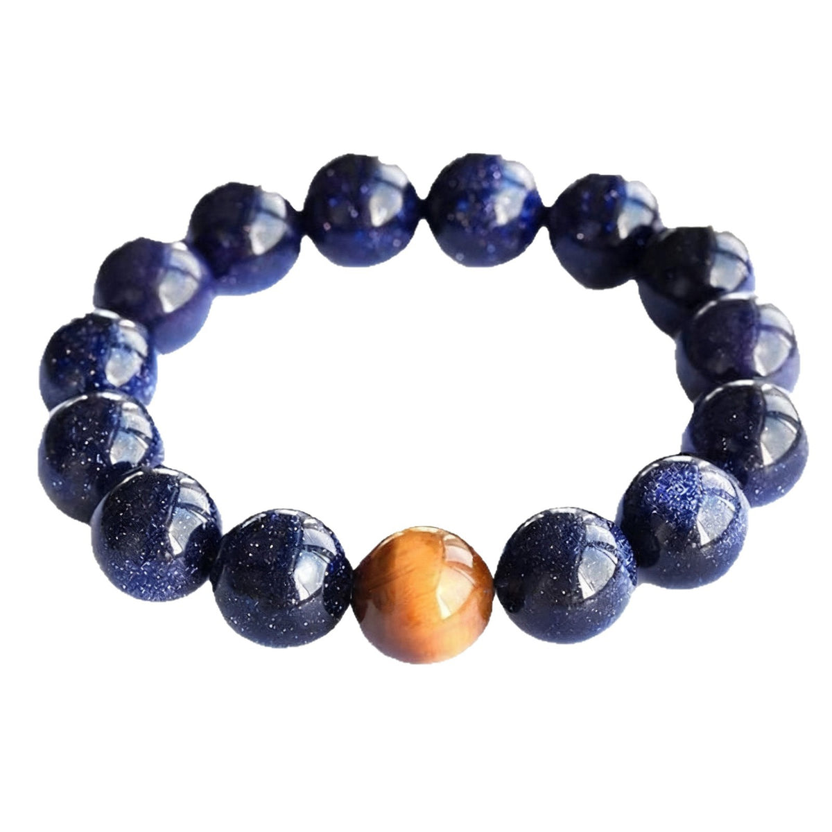 High-Quality Blue Sandstone Bracelet, Starry Sky Blue Bracelet for Men and Women, Hand-Woven with Beads, Korean Version of Starry Sky Glass Optimized