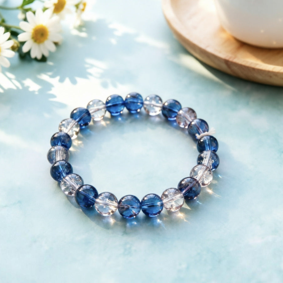 Explosive Ice Crack Bracelet for Women, Two-Tone Ice Transparent Glass Beads, Jade Fragment Glass Bracelet, Cross-Border Live Streaming Jewelry Wholesale