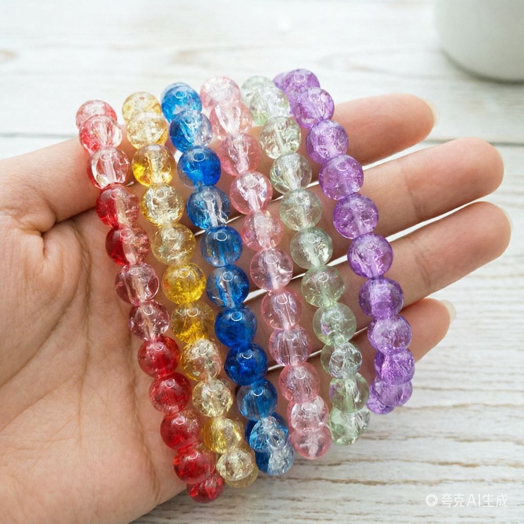 Explosive Ice Crack Bracelet for Women, Two-Tone Ice Transparent Glass Beads, Jade Fragment Glass Bracelet, Cross-Border Live Streaming Jewelry Wholesale