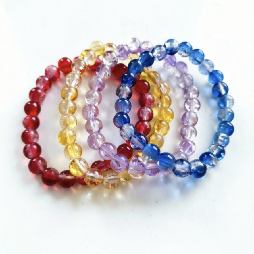 Explosive Ice Crack Bracelet for Women, Two-Tone Ice Transparent Glass Beads, Jade Fragment Glass Bracelet, Cross-Border Live Streaming Jewelry Wholesale