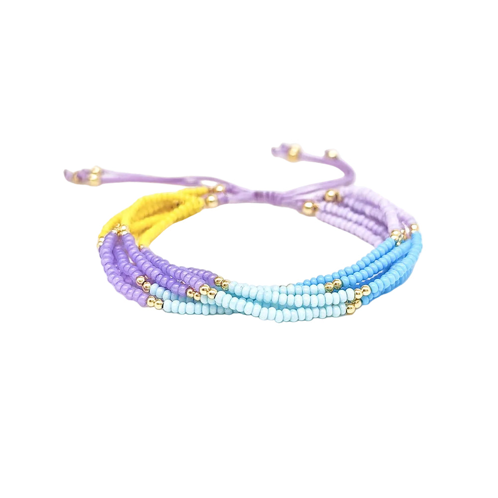 Multi-Layer Stacked Macron Color Millet Beads Ultra-Fine Beaded Bracelet Ins Bohemian Style Girls Friendship Bracelet