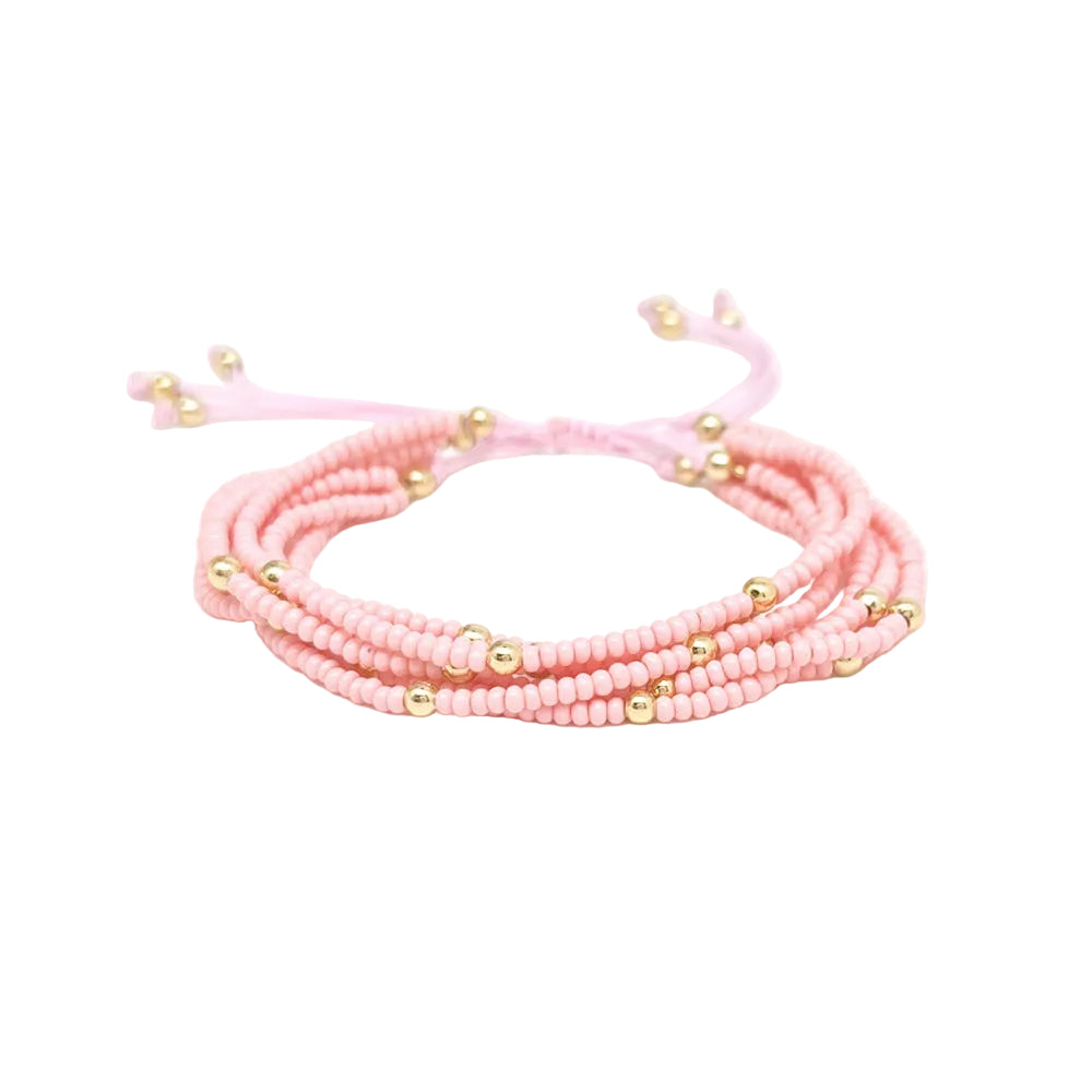 Multi-Layer Stacked Macron Color Millet Beads Ultra-Fine Beaded Bracelet Ins Bohemian Style Girls Friendship Bracelet