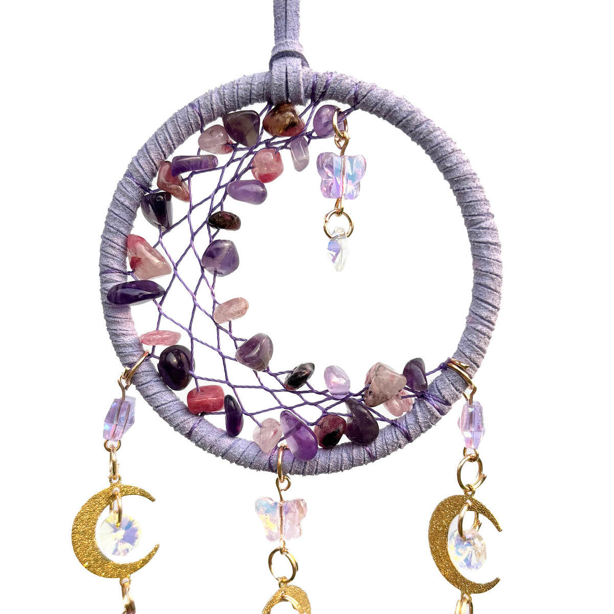 Purple Agate Slice Moon Crystal Car Pendant High-End Niche Men’S Gift Light Luxury