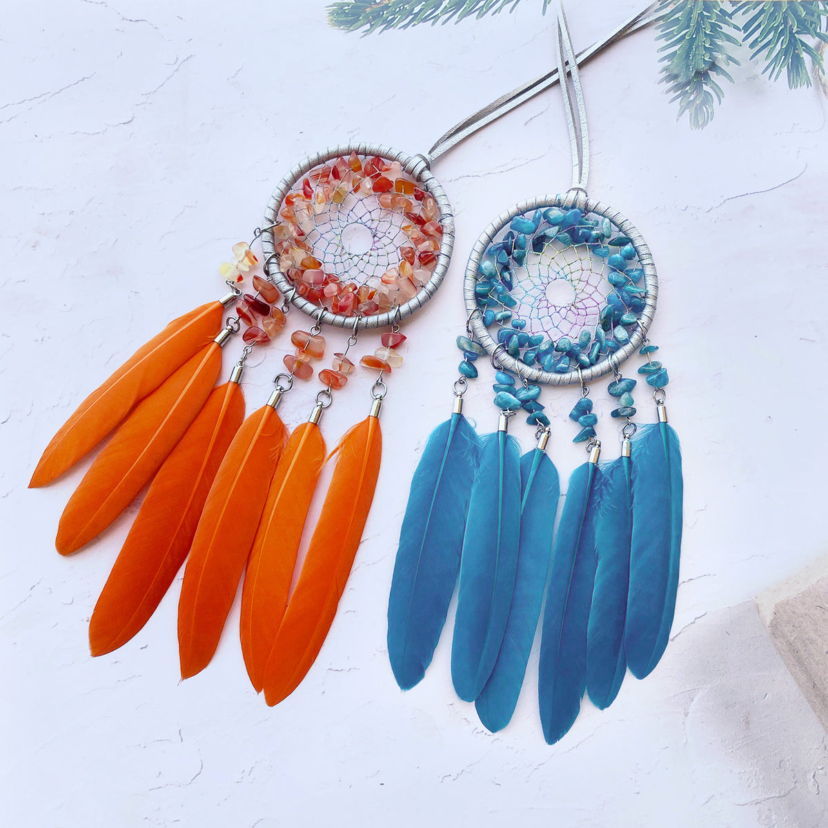 Crystal stone car pendant niche high-level sense original ins wind heavy industry car hanging dream net