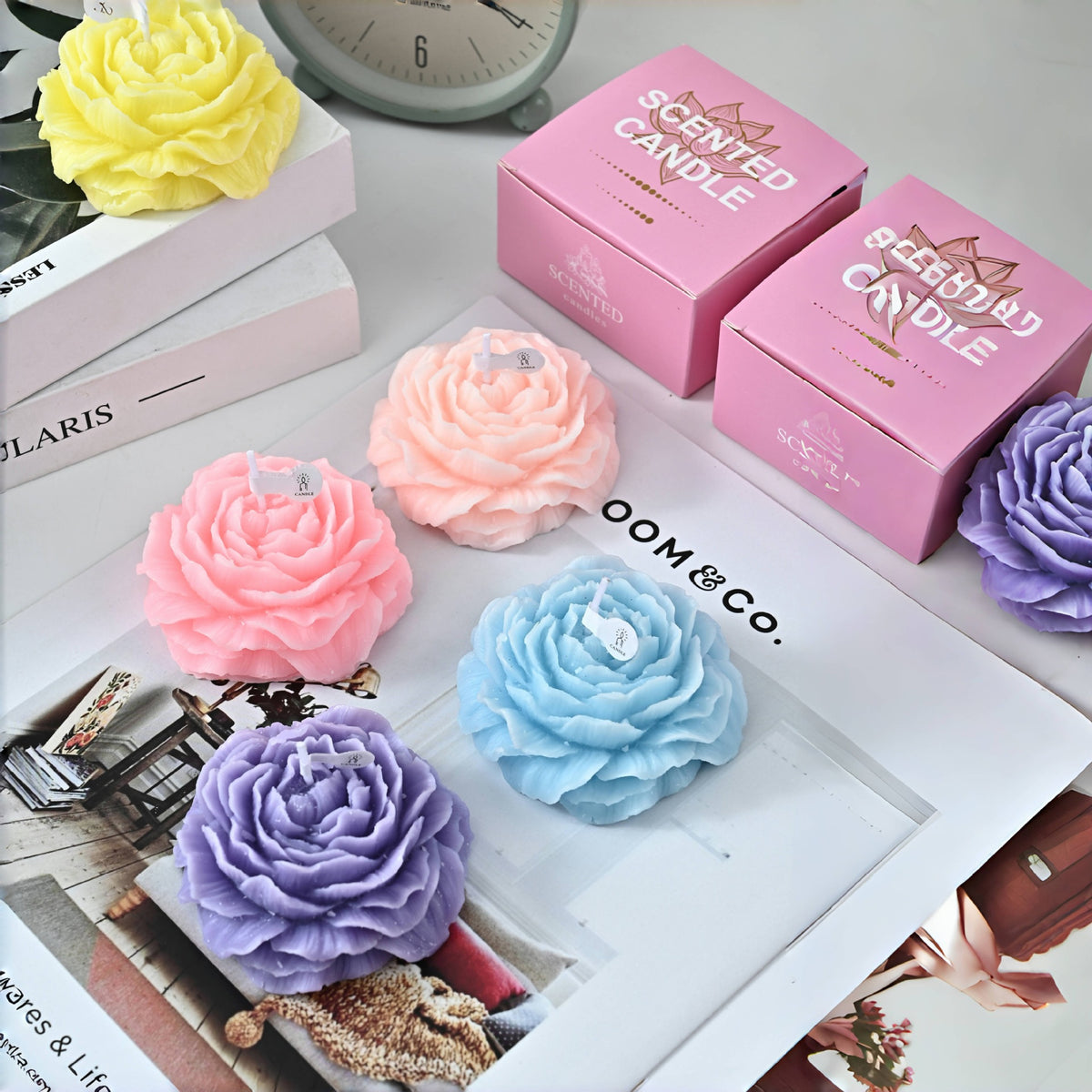 DIY Handmade Peony Flower Scented Candle Ins Home Bedroom Ornament Gift Flower Scented Candle Wholesale