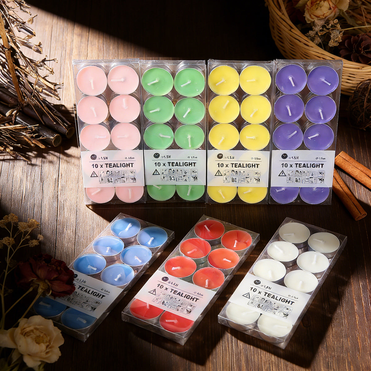Pvc 10-Pack Tealight Round Aluminum Shell Transparent Plastic Box Butter Candle Wax Candle Household Holiday Small Candles