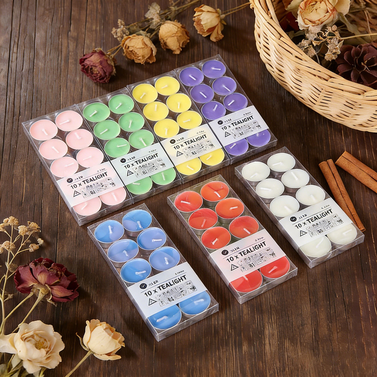 Pvc 10-Pack Tealight Round Aluminum Shell Transparent Plastic Box Butter Candle Wax Candle Household Holiday Small Candles