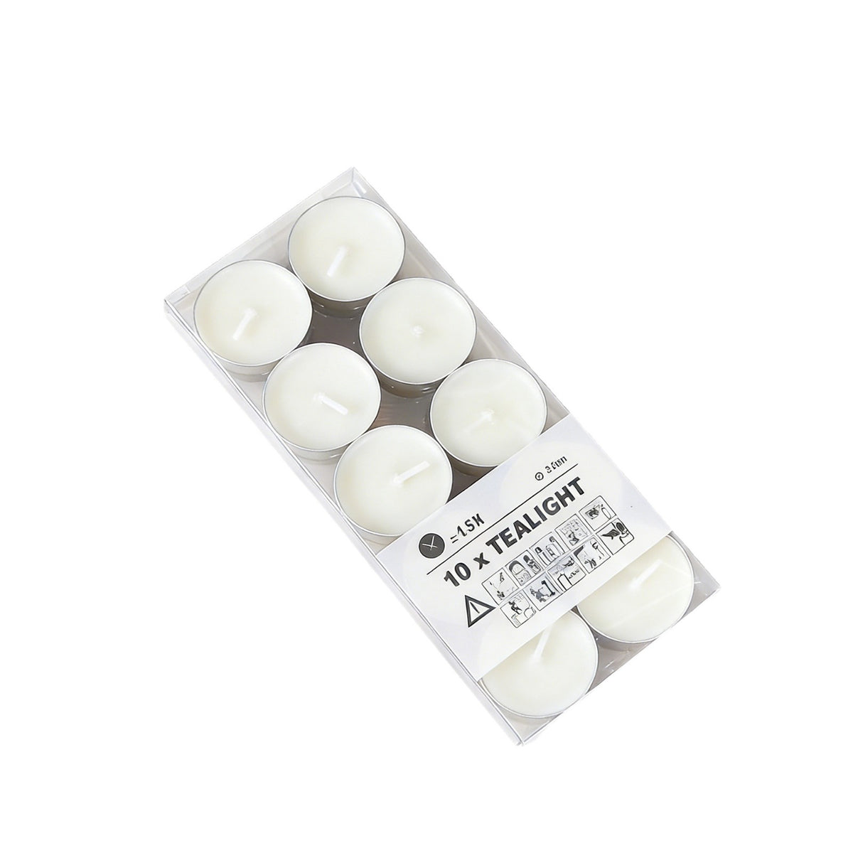 Pvc 10-Pack Tealight Round Aluminum Shell Transparent Plastic Box Butter Candle Wax Candle Household Holiday Small Candles