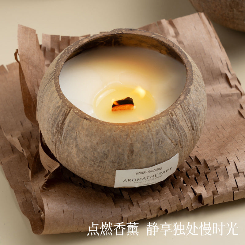 Xizang Coconut Shell Scented Candle Gift Box Niche High-End Atmosphere Bedroom Incense Fresh Sea Breeze Series Souvenirs