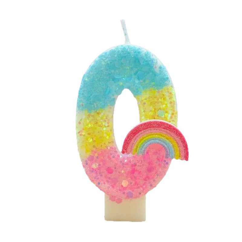 Cross-Border Creative Rainbow Cartoon Number 0-9 Handmade Candle Boys and Girls Birthday Cake Celebration Decoration Wholesale