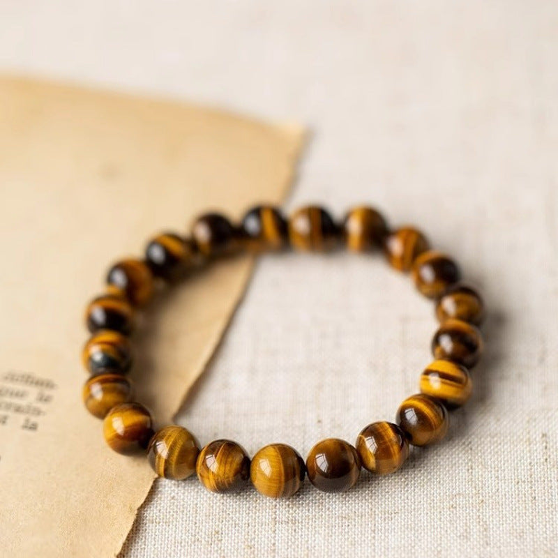 Quartz Stone Gold Tiger Eye Stone Bracelet for Women, Three-Sided Golden Tiger Eye Stone Bracelet, Gift for Girlfriend, Couple's Birthday Present