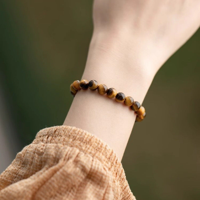 Quartz Stone Gold Tiger Eye Stone Bracelet for Women, Three-Sided Golden Tiger Eye Stone Bracelet, Gift for Girlfriend, Couple's Birthday Present