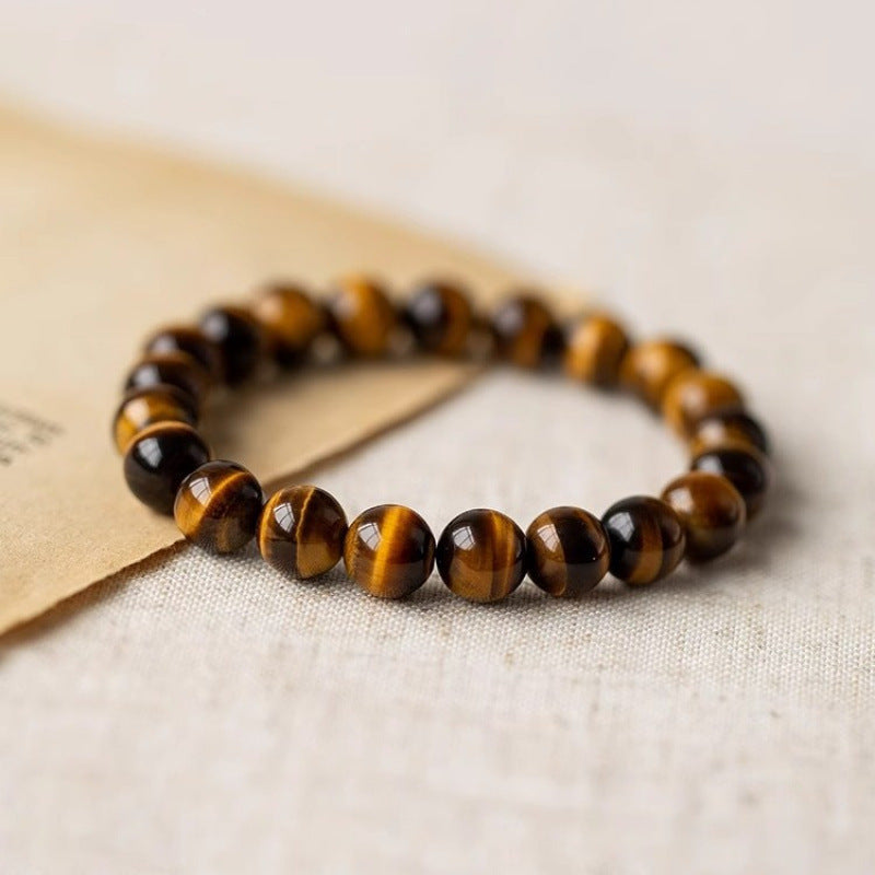 Quartz Stone Gold Tiger Eye Stone Bracelet for Women, Three-Sided Golden Tiger Eye Stone Bracelet, Gift for Girlfriend, Couple's Birthday Present