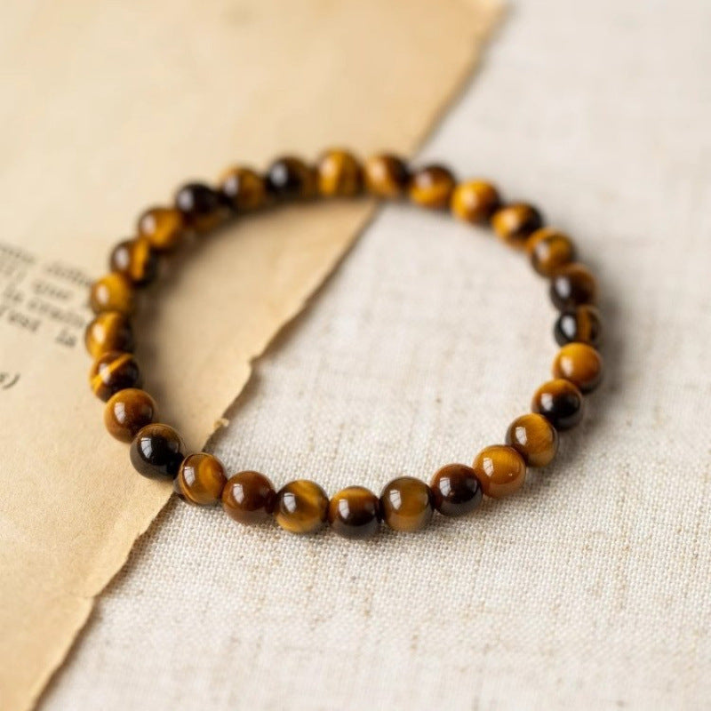 Quartz Stone Gold Tiger Eye Stone Bracelet for Women, Three-Sided Golden Tiger Eye Stone Bracelet, Gift for Girlfriend, Couple's Birthday Present