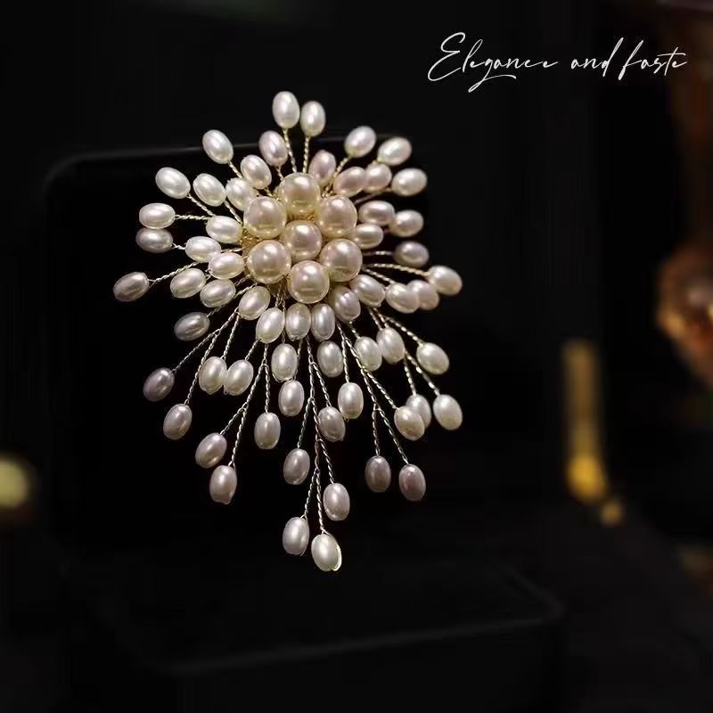 Japanese and Korean Fashion Pearl Flower Brooch Brooch Pin Silk Scarf Shawl Buckle Women's Suit Elegant Exquisite Coat Accessories