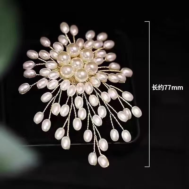 Japanese and Korean Fashion Pearl Flower Brooch Brooch Pin Silk Scarf Shawl Buckle Women's Suit Elegant Exquisite Coat Accessories