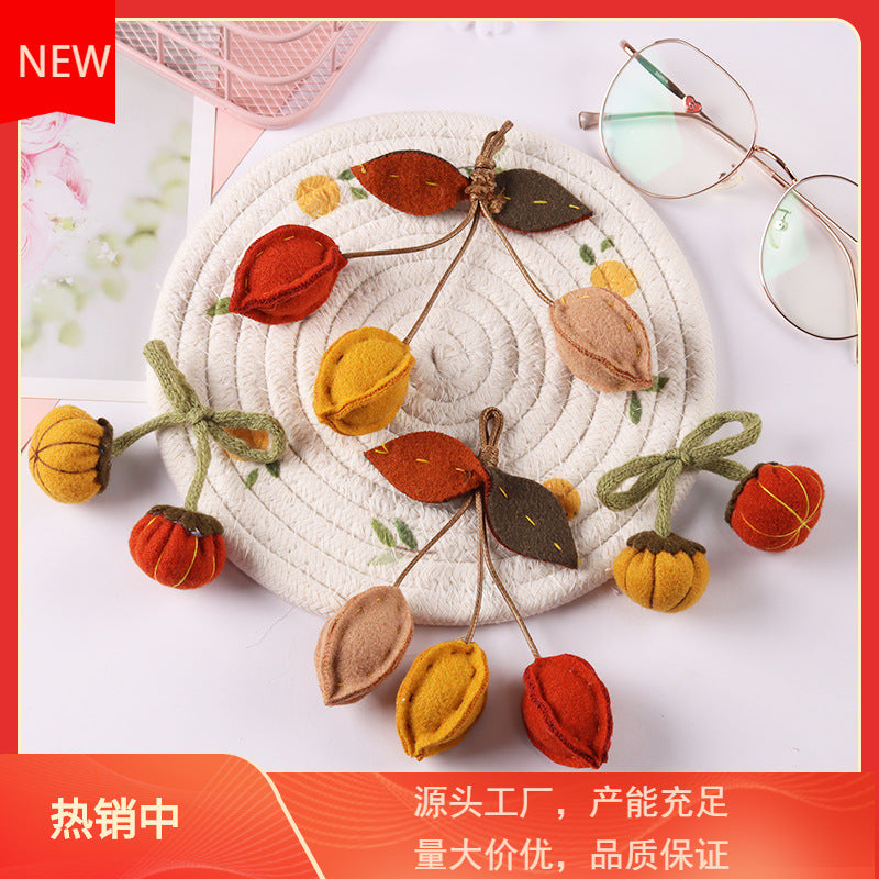 Cartoon three-dimensional cotton-filled pumpkin flower headband brooch female cute Japanese fabric clothes bag scarf accessories