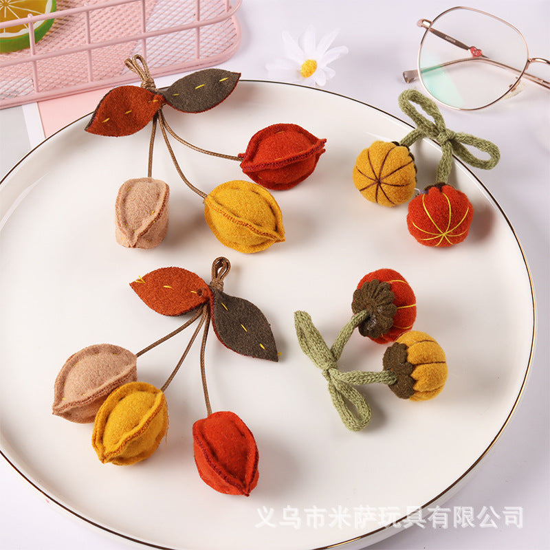 Cartoon three-dimensional cotton-filled pumpkin flower headband brooch female cute Japanese fabric clothes bag scarf accessories