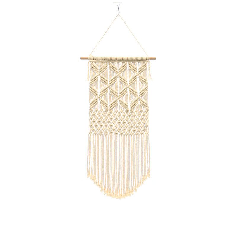 Bohemian Hand-Woven Cotton Rope Tapestry White Cotton Decorative Tapestry Amazon Bedroom Home Retro Style