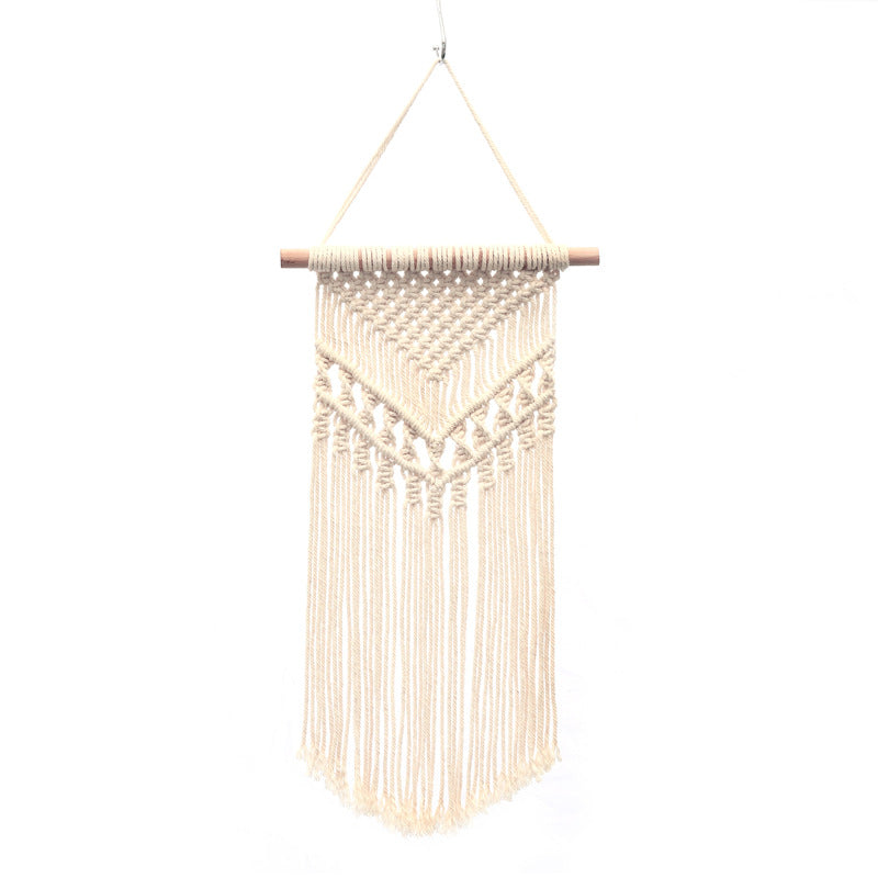 Bohemian Hand-Woven Cotton Rope Tapestry White Cotton Decorative Tapestry Amazon Bedroom Home Retro Style