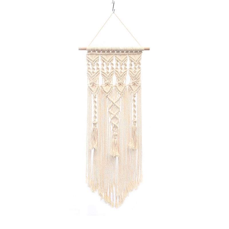 Bohemian Hand-Woven Cotton Rope Tapestry White Cotton Decorative Tapestry Amazon Bedroom Home Retro Style