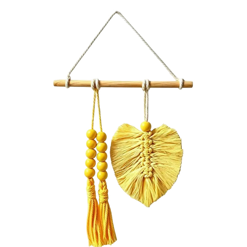 Creative Hand-Woven Cotton Rope Leaf Tapestry Bohemian Style Home Wall Decoration Room Wall Hanging Illustration Children