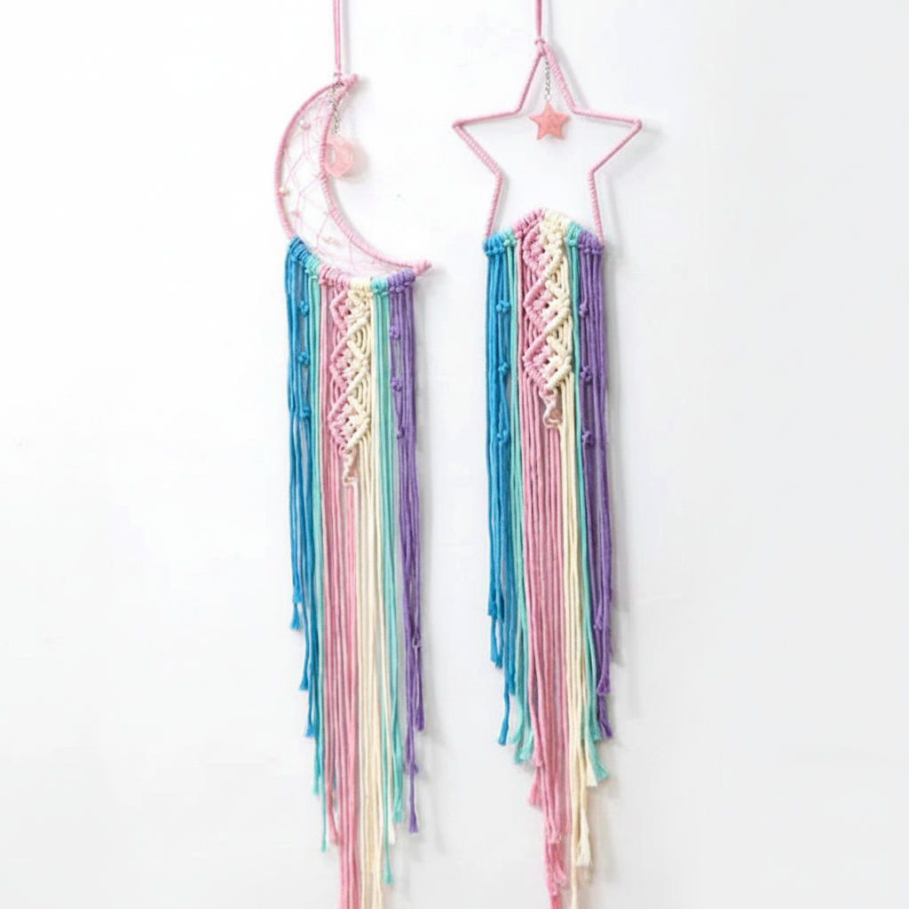 Woven Tapestry Dream Catcher Handmade Hanging Decoration Home Wall Hanging Star Moon Decorative Tapestry Nordic Weaving Nordic Style