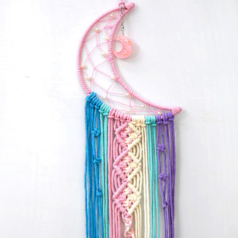 Woven Tapestry Dream Catcher Handmade Hanging Decoration Home Wall Hanging Star Moon Decorative Tapestry Nordic Weaving Nordic Style