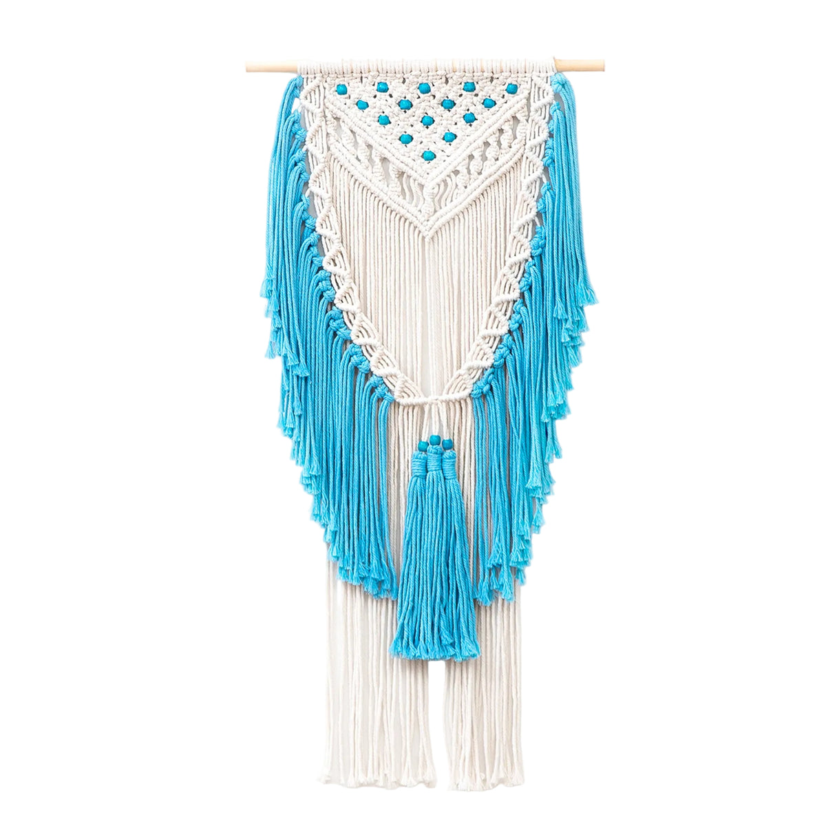Tassel Blue Tapestry Handmade Cotton Rope Woven Wall Hanging Decoration for Homestay and Home Decor