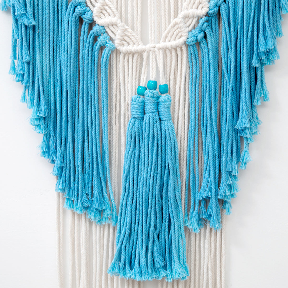 Tassel Blue Tapestry Handmade Cotton Rope Woven Wall Hanging Decoration for Homestay and Home Decor
