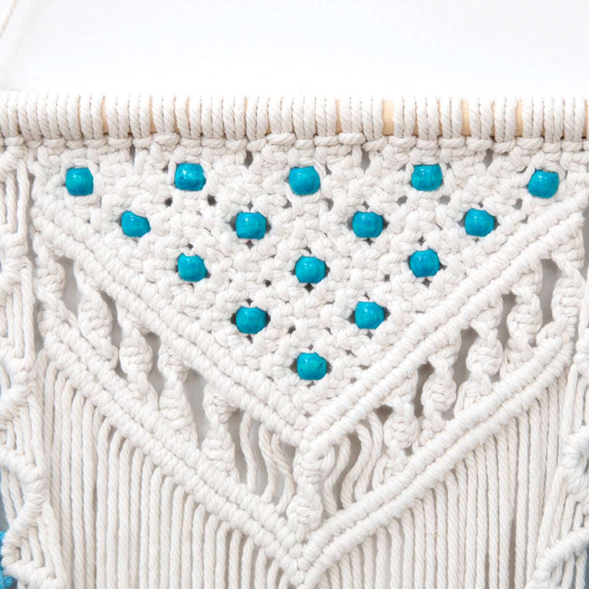Tassel Blue Tapestry Handmade Cotton Rope Woven Wall Hanging Decoration for Homestay and Home Decor