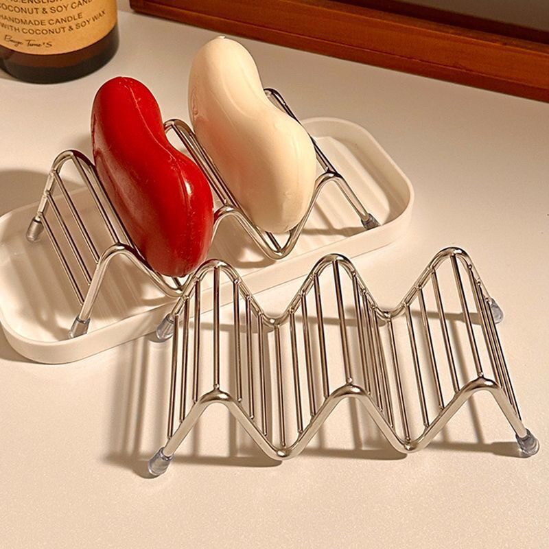 Stainless Steel Soap Holder New Style Ins Soap Box Soap Storage Drain Rack Creative Household Storage Rack Countertop Organizer