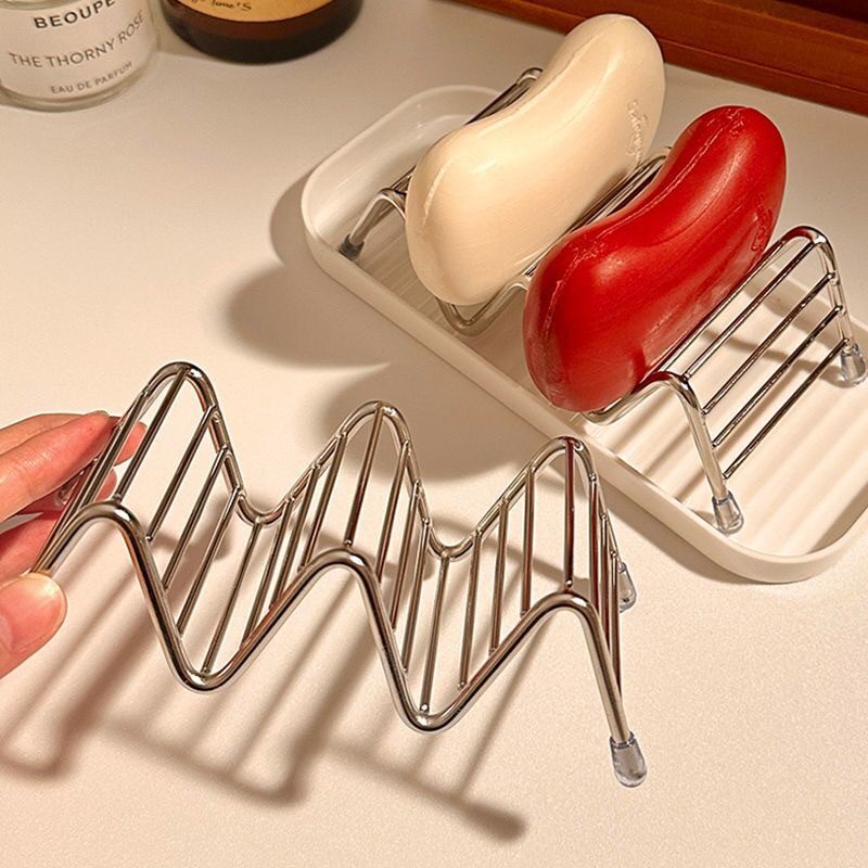 Stainless Steel Soap Holder New Style Ins Soap Box Soap Storage Drain Rack Creative Household Storage Rack Countertop Organizer