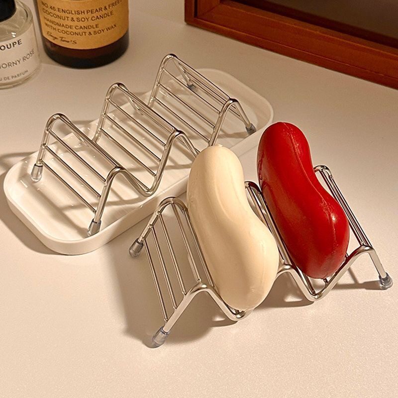Stainless Steel Soap Holder New Style Ins Soap Box Soap Storage Drain Rack Creative Household Storage Rack Countertop Organizer