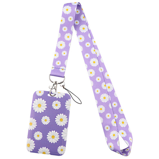 Daisy Flower mobile phone lanyard necklace accessories Certificate student bus access control factory card keychain card holder