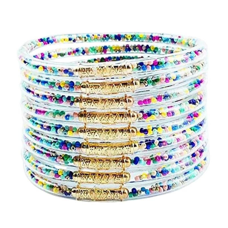 9-Layer Gold Powder  Double-Spell Three-Spell Combination Shiny Candy Color Silicone Women's Bracelet