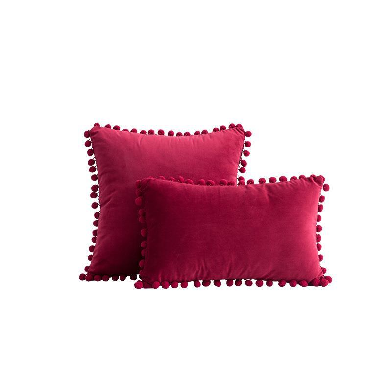 Factory in stock plain fur ball pillow modern minimalist sofa pillow bedside waist pillow cross-border delivery