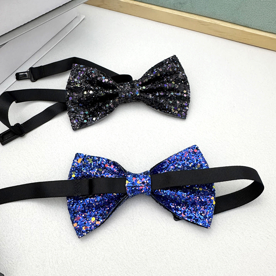 Bow Tie Men's Wine Blue Black Glitter Wedding Groom Best Man Wedding Knot-Free Men's Suit Shirt European and American Bow Tie