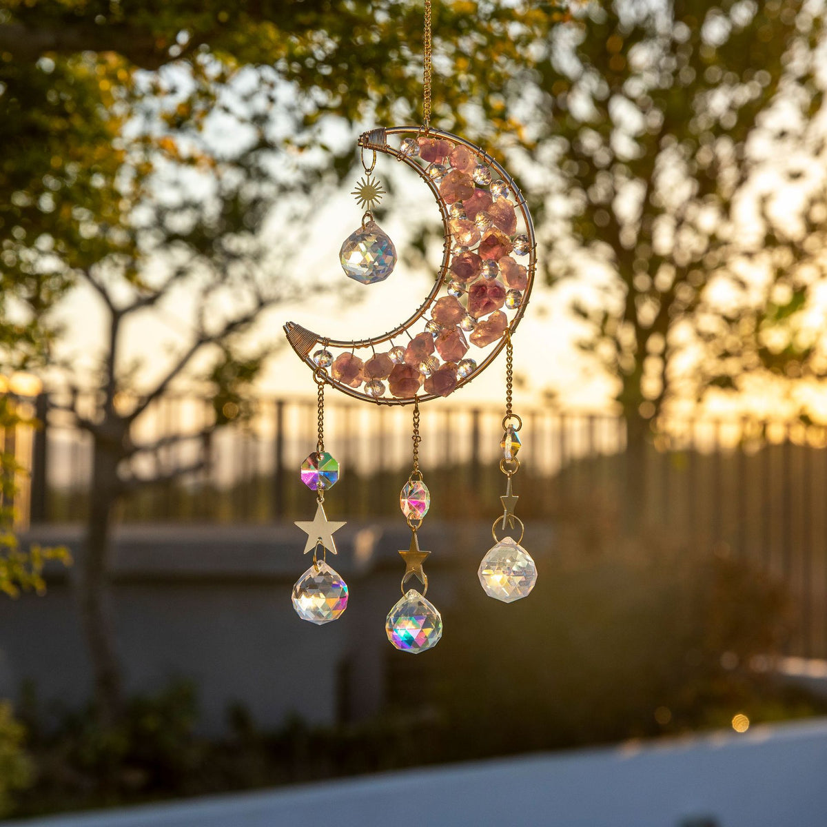 Amethyst Star Moon suncatcher Lighting Ball Pendant Pendant Sun Catcher Prism Ball Car Pendant