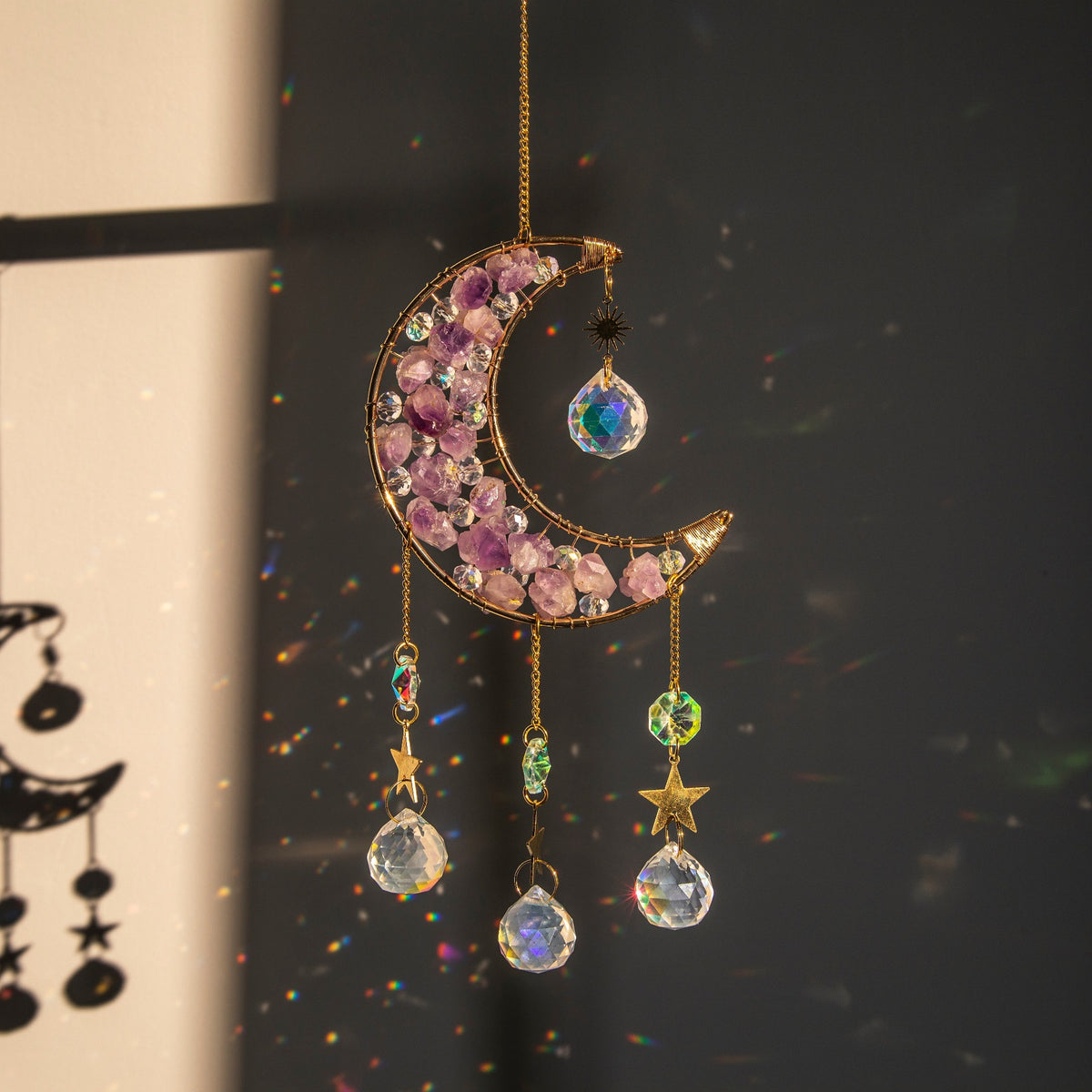 Amethyst Star Moon suncatcher Lighting Ball Pendant Pendant Sun Catcher Prism Ball Car Pendant