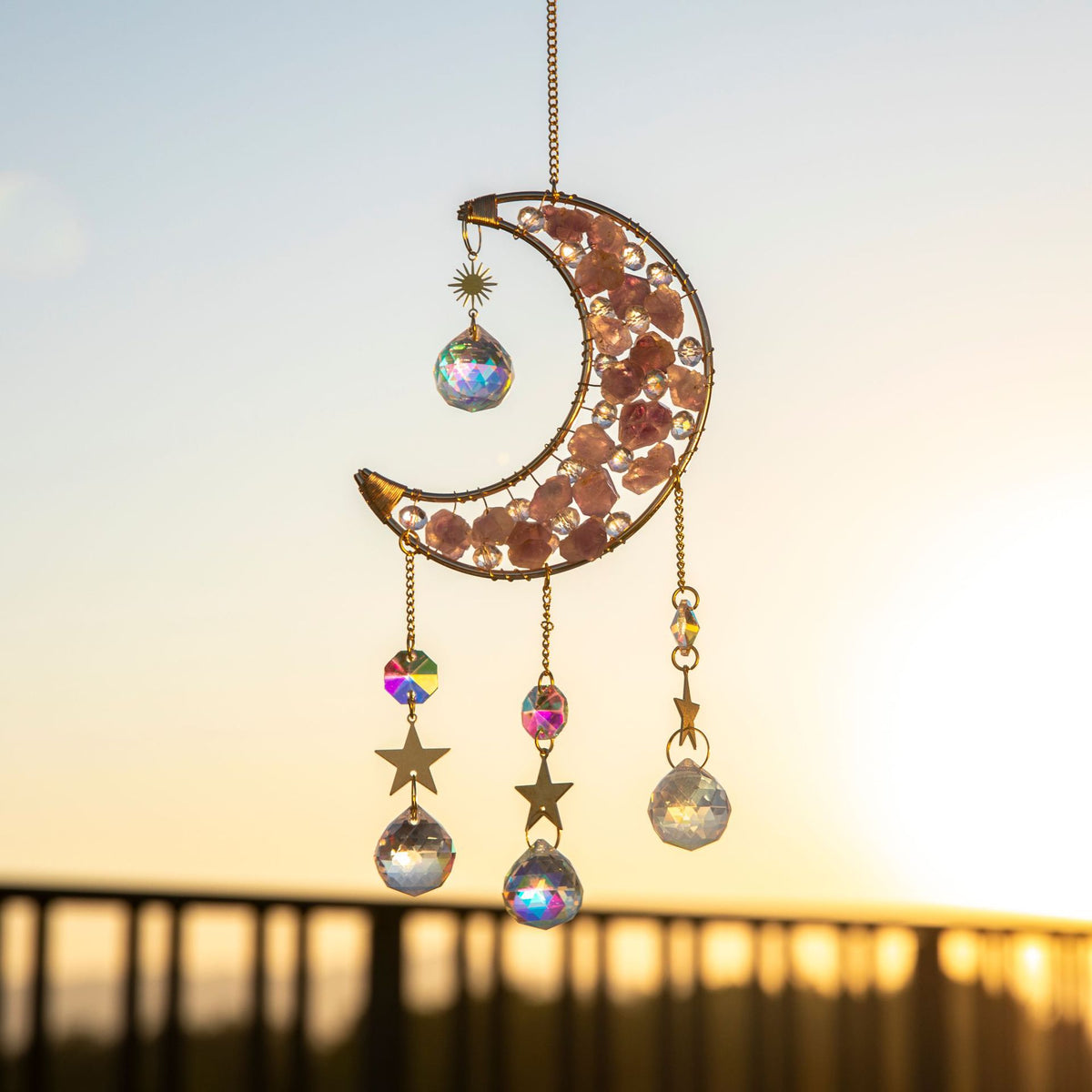 Amethyst Star Moon suncatcher Lighting Ball Pendant Pendant Sun Catcher Prism Ball Car Pendant