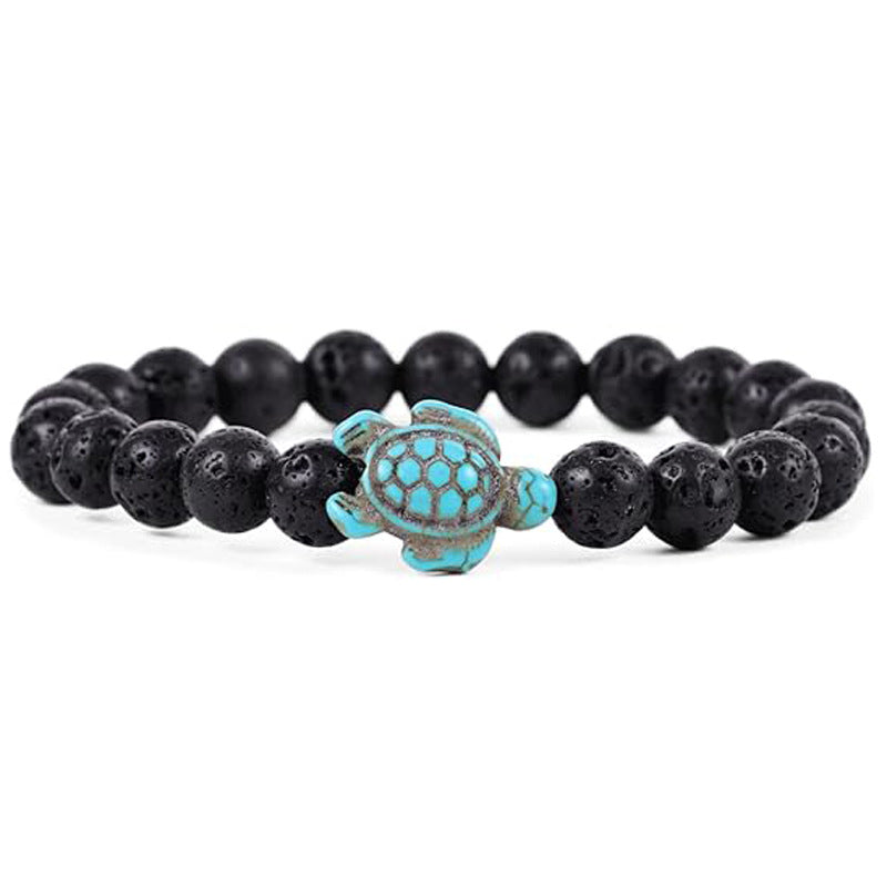 4Pcs Marine Turtle Model 8mm Marine Turquoise Pink Crystal Semi-Precious Stone Protective Turtle Beaded Bracelet